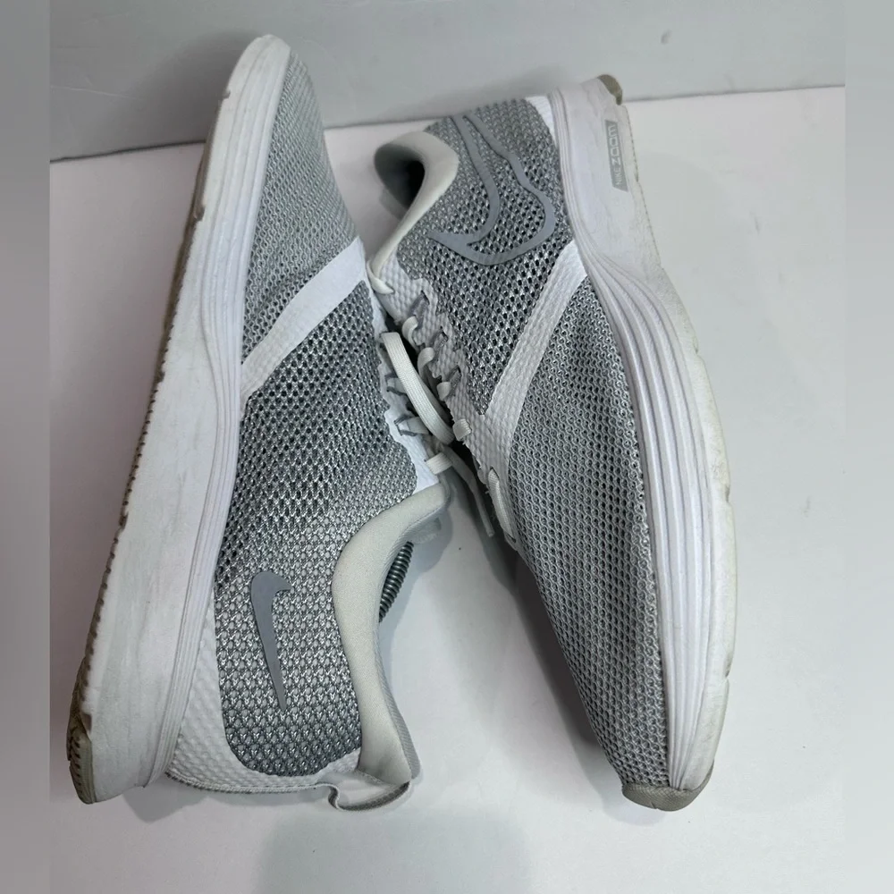 Nike Gray and White Athletic Shoes with Breathable Mesh